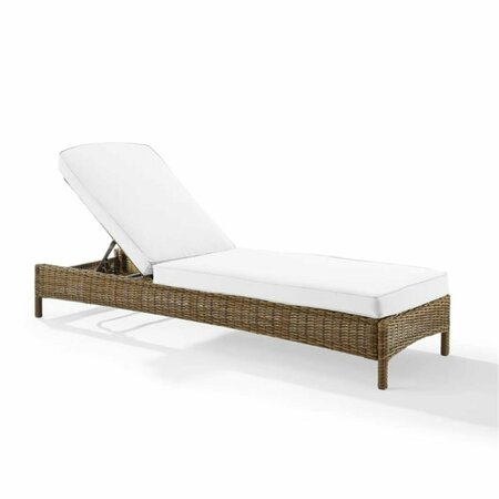 CLAUSTRO 76 x 24 x 14.50 in. Bradenton Outdoor Wicker Chaise Lounge - Sunbrella, White & Weathered Brown CL3036228